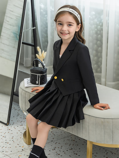 Girls' Preppy JK Uniform Suit Set Dress Skirt Two-Piece