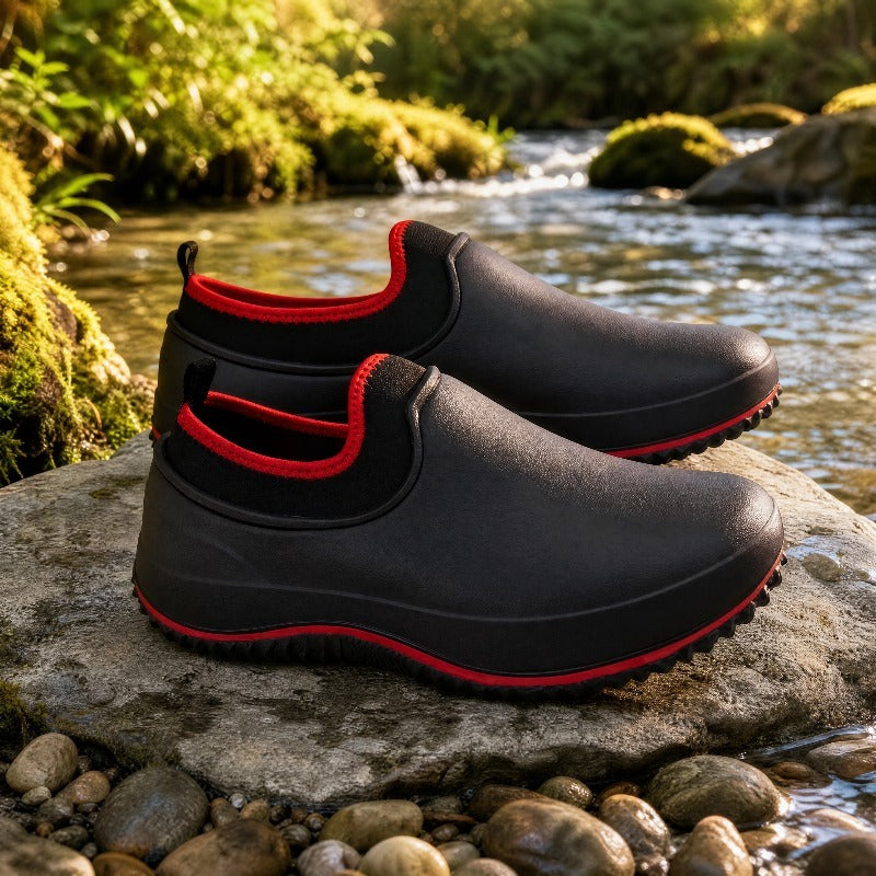 Men's Lightweight PU Rain Boots Slip-On Outdoor Shoes