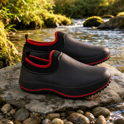 Men's Lightweight PU Rain Boots Slip-On Outdoor Shoes