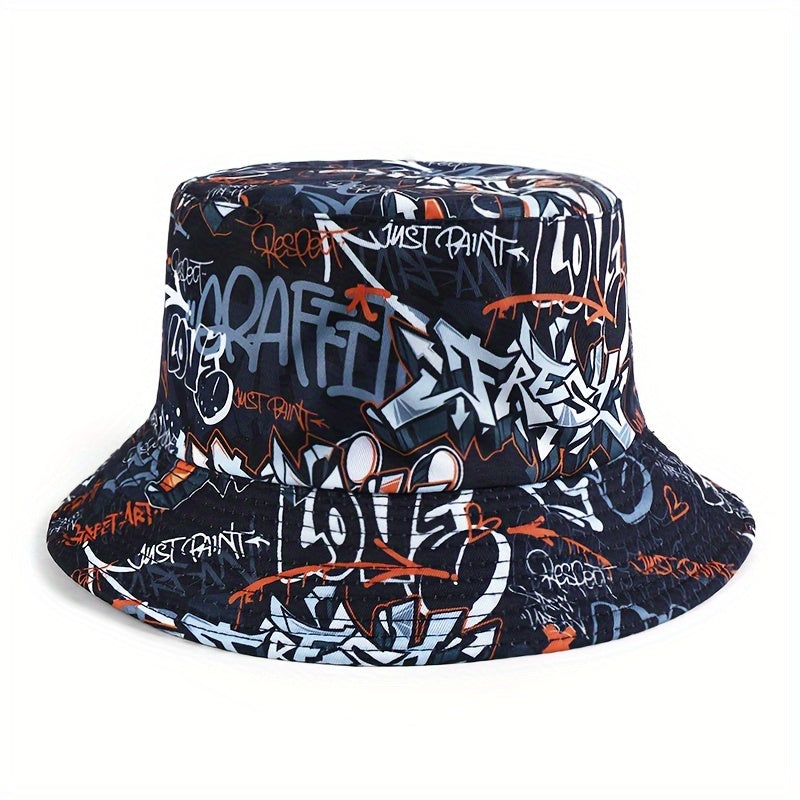 Letter Printed Bucket Hats For Men And Women - Outdoor Sun Protection Double-Sided Hats