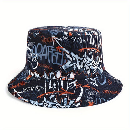 Letter Printed Bucket Hats For Men And Women - Outdoor Sun Protection Double-Sided Hats