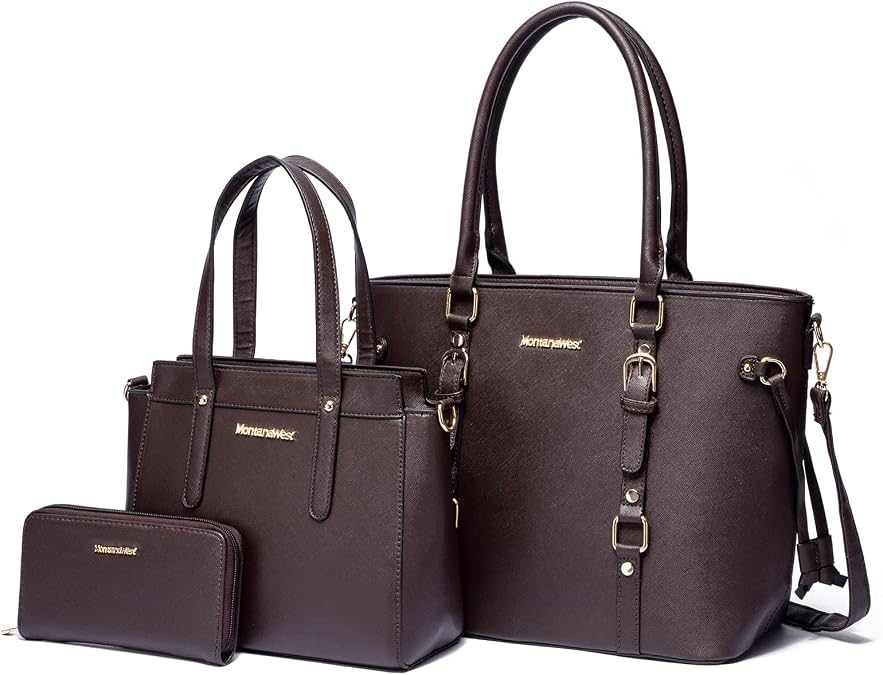 Women’s 3-Piece Tote Bag and Wallet Set – Stylish Shoulder Satchel