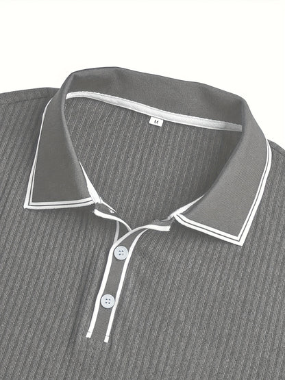 Men's Summer Casual Polo Shirt with Contrast Collar