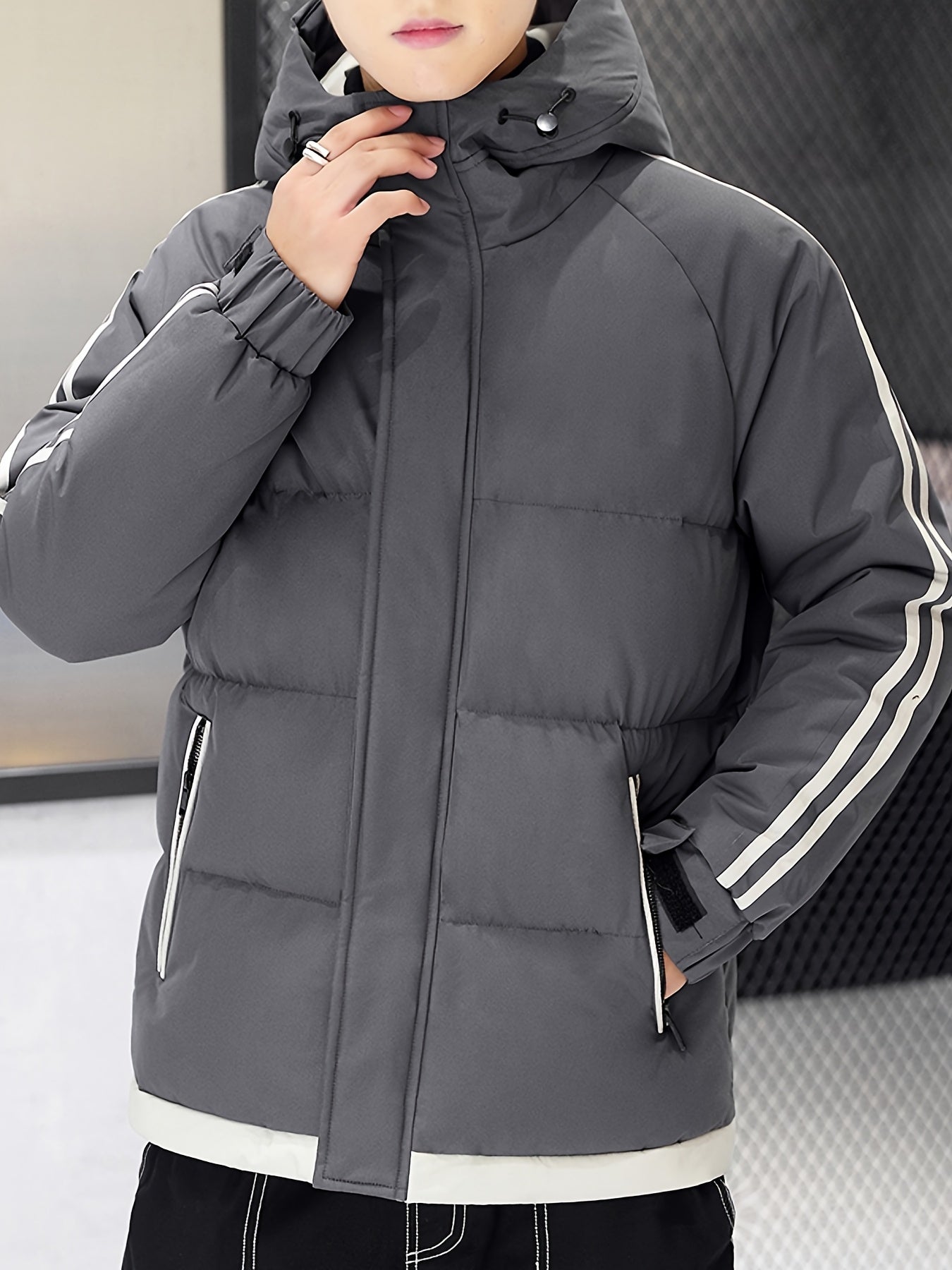 Men'S Heavyweight Winter Hooded Jacket - Thermal Insulated Cold Weather Coat with Zipper Closure, Long Sleeve Outerwear for Hiking, Skiing, Thick, Hiking Gear, Sleek Design, Durable Construction, Outdoor Enthusiasts