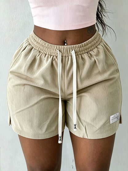 Women’s Summer Casual Corduroy Shorts with Drawstring Waistband