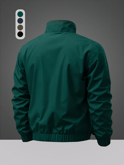 Men's Casual Polyester Sports Jacket with Alphabet Print