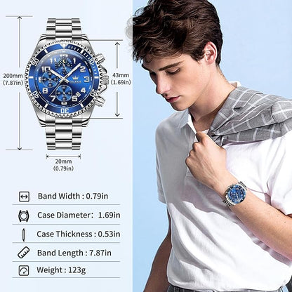 OLEVS Men's Stainless Steel Dress Watch with Chronograph