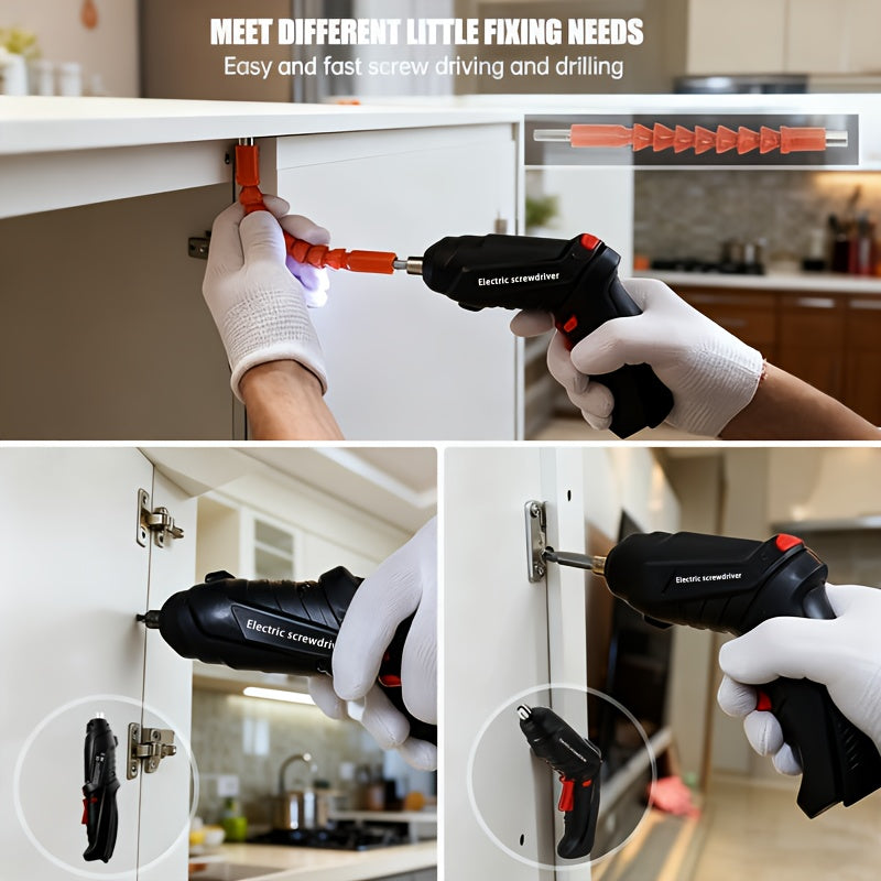 14/47pcs Cordless Electric Screwdriver, Screw Gun, Compact Portable Screwdriver Kit for Electric Drill Sets, Adjustable Design, Durable Battery, High Torque, Includes Various Accessories for Lovers And Professionals