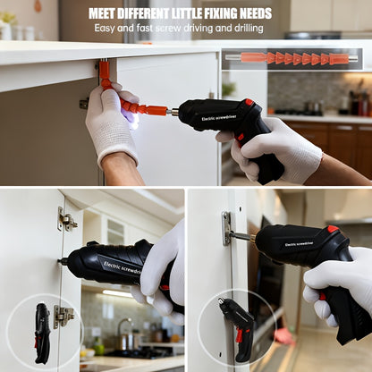14/47pcs Cordless Electric Screwdriver, Screw Gun, Compact Portable Screwdriver Kit for Electric Drill Sets, Adjustable Design, Durable Battery, High Torque, Includes Various Accessories for Lovers And Professionals