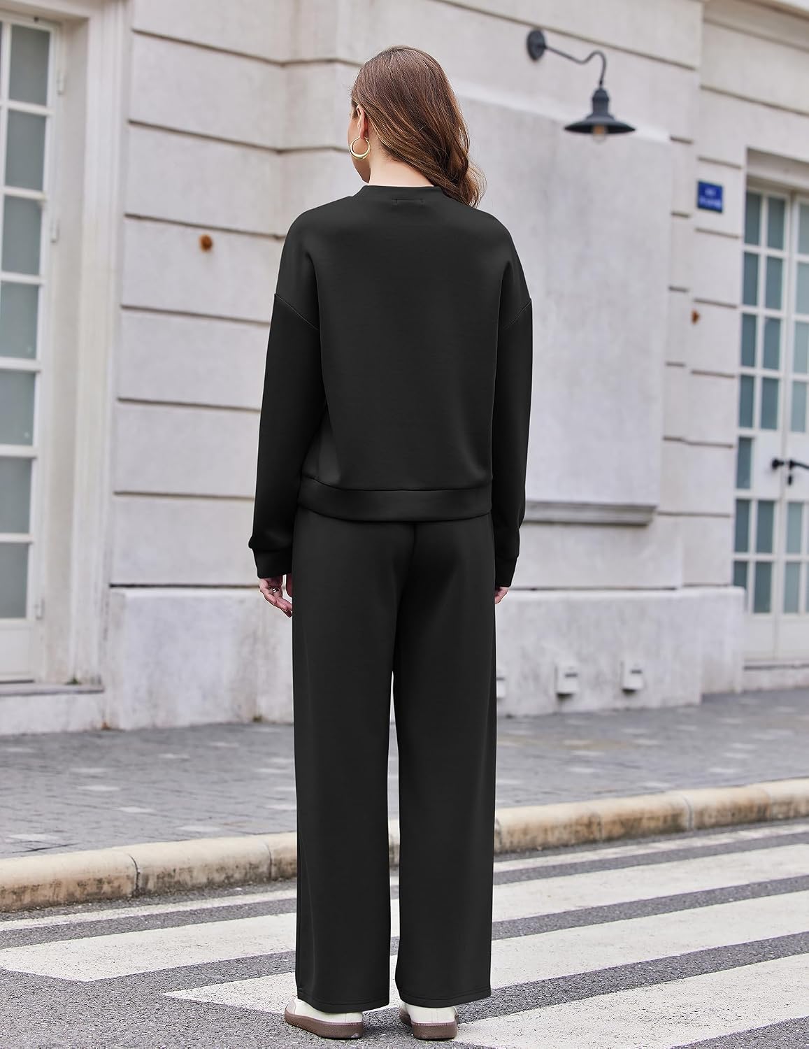 Ekouaer Women's Mock Neck Lounge Set with Wide Leg Pants