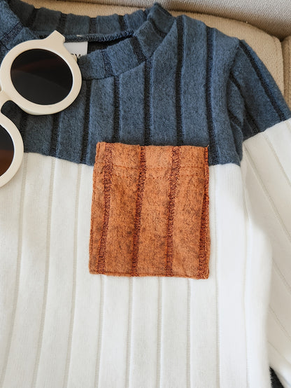 Baby Boy Color-Block Sweater & Pants Set for Fall - ayq