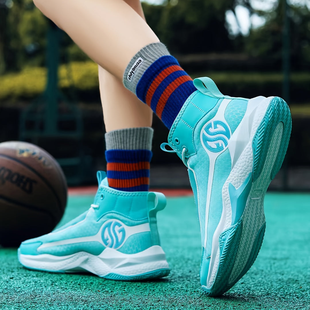 Unisex Fashion Sports Sneakers - Casual Street Athletic Running Shoes with Breathable Fabric Upper, Mid Top Lace-Up, Rubber EVA Sole, All-Season Comfort, Round Toe for Training  Basketball