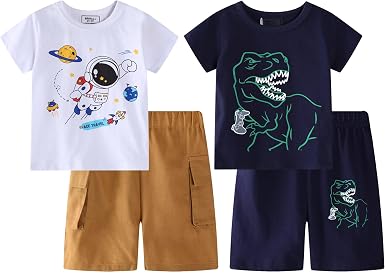 Toddler Boy Summer Shirt and Shorts Set for Ages 2-7