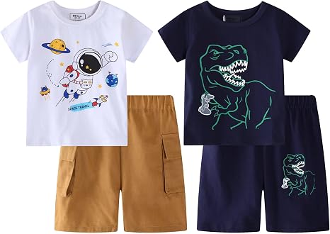 Toddler Boy Summer Shirt and Shorts Set for Ages 2-7