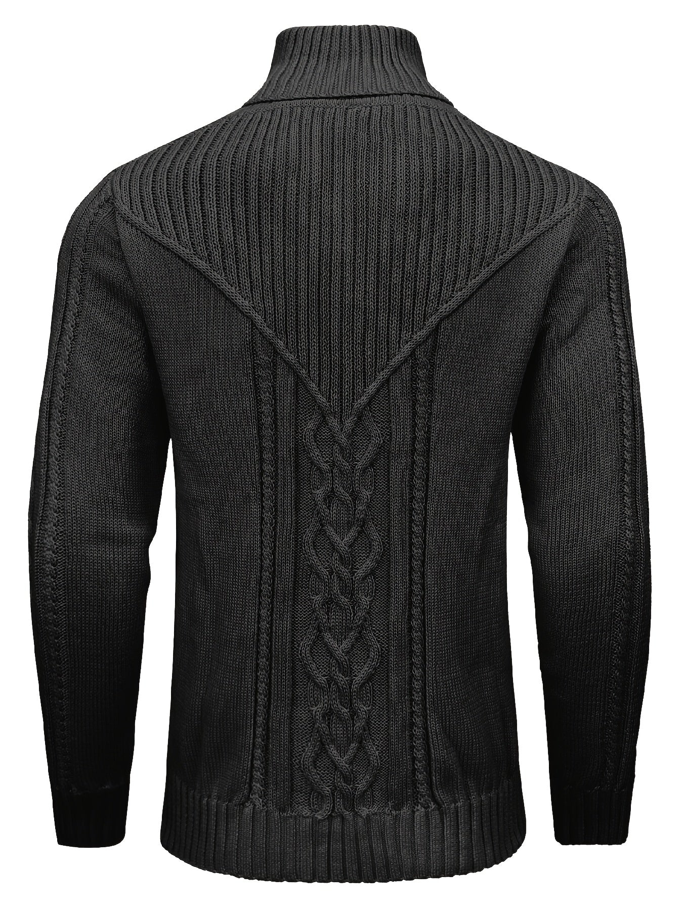 Men's High Collar Warm Knit Sweater - Stretchy Fashion Ribbed Pullover, Elegant Gentleman Cardigan