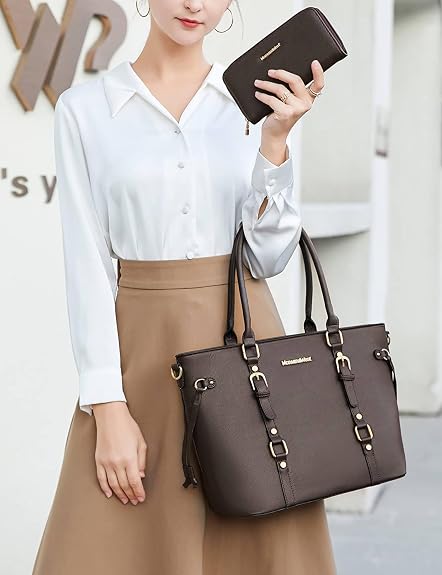 Women’s 3-Piece Tote Bag and Wallet Set – Stylish Shoulder Satchel