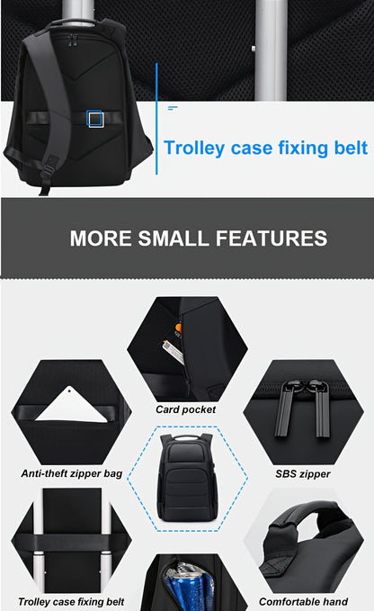 FENRUIEN Men'S Large Capacity Expandable Backpack with USB Charging, 39.62cm Laptop Bag, Durable Oxford Fabric, Multiple Compartments for Travel and Business Use, Travel Backpack   Minimalist Backpack   Durable Zippers, Lapto