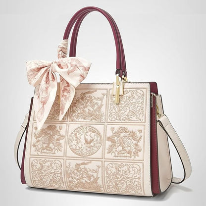 FOXLOVER Medium Vintage Tote Bag for Women Top-Handle Satchel
