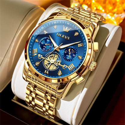 OLEVS Men’s Luxury Stainless Steel Dress Watch with Chronograph