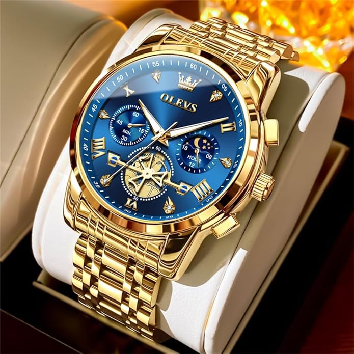 OLEVS Men’s Luxury Stainless Steel Dress Watch with Chronograph
