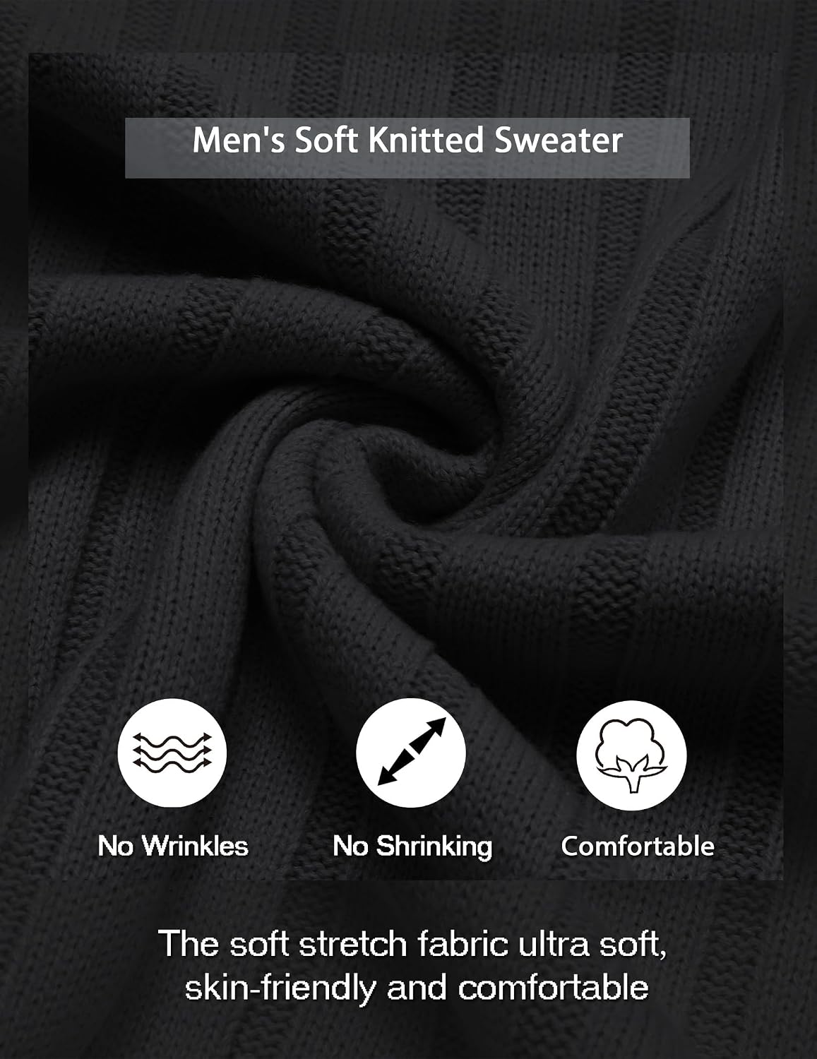Men's Ribbed Crewneck Pullover Sweater Soft Warm Knit
