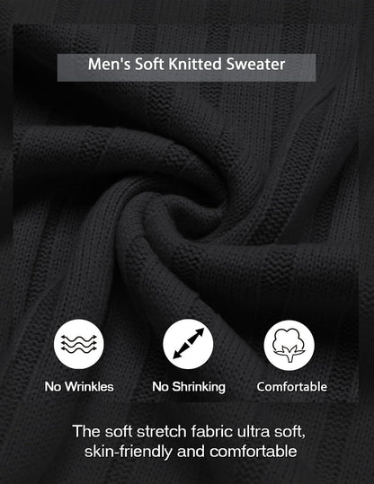 Men's Ribbed Crewneck Pullover Sweater Soft Warm Knit