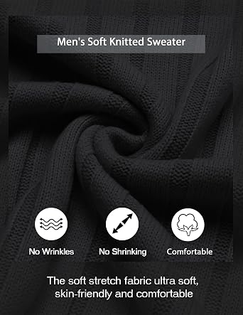 Men's Ribbed Crewneck Pullover Sweater Soft Warm Knit