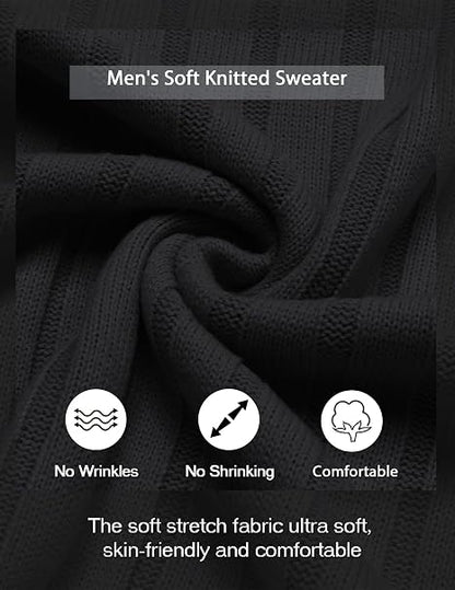 Men's Ribbed Crewneck Pullover Sweater Soft Warm Knit
