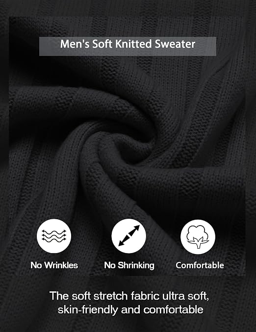 Men's Ribbed Crewneck Pullover Sweater Soft Warm Knit
