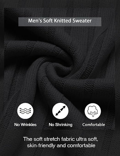 Men's Ribbed Crewneck Pullover Sweater Soft Warm Knit