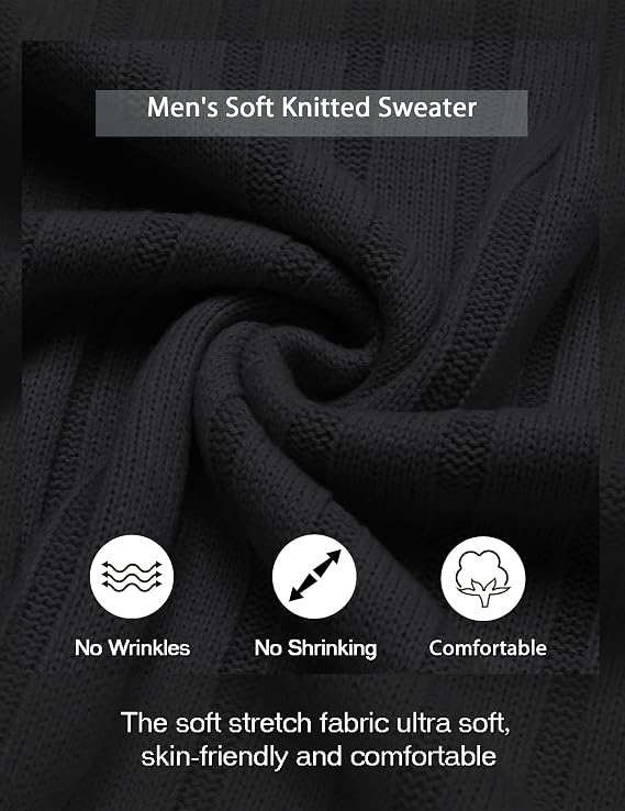 Men's Ribbed Crewneck Pullover Sweater Soft Warm Knit