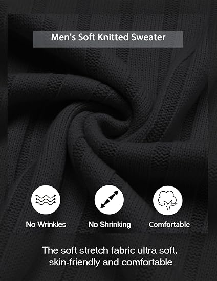 Men's Ribbed Crewneck Pullover Sweater Soft Warm Knit