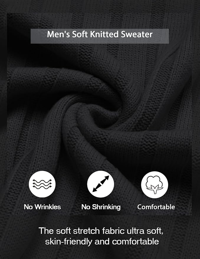Men's Ribbed Crewneck Pullover Sweater Soft Warm Knit