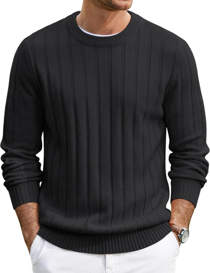 Men's Ribbed Crewneck Pullover Sweater Soft Warm Knit