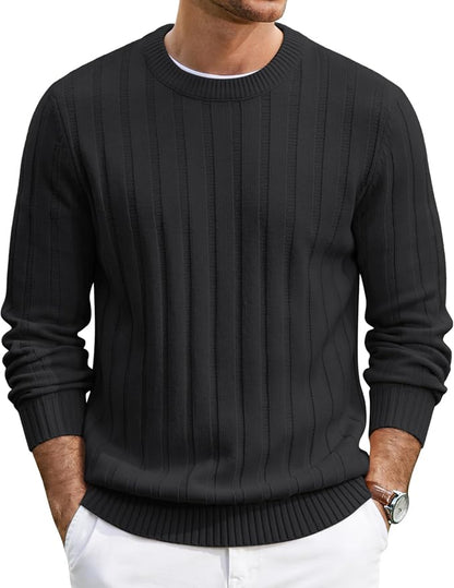 Men's Ribbed Crewneck Pullover Sweater Soft Warm Knit