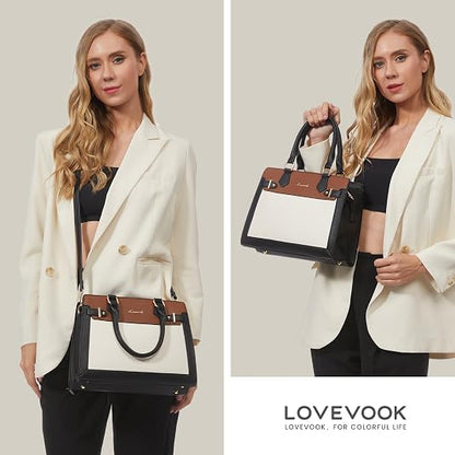 LOVEVOOK Women's PU Leather Tote Satchel Handbag