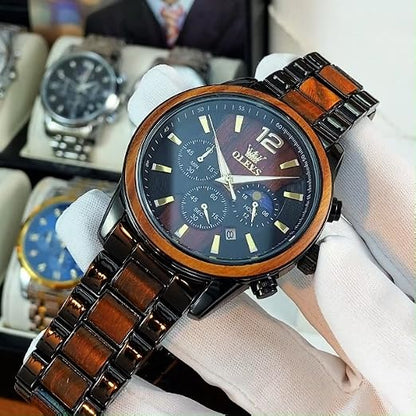 OLEVS Men's Multifunction Quartz Watch with Moon Phase & Silicone Band