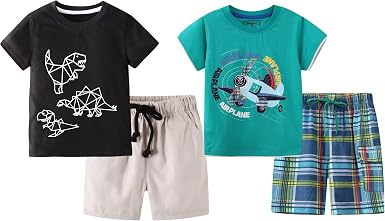 Toddler Boy Summer Shirt and Shorts Set for Ages 2-7