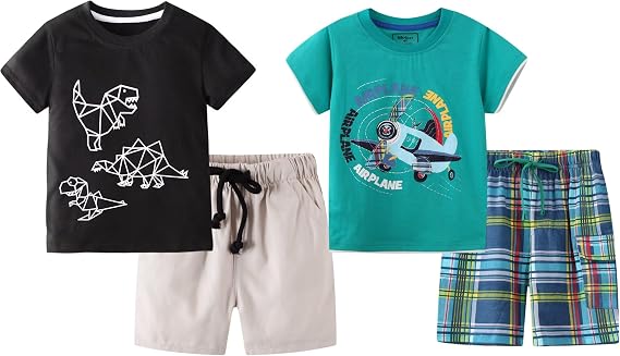 Toddler Boy Summer Shirt and Shorts Set for Ages 2-7