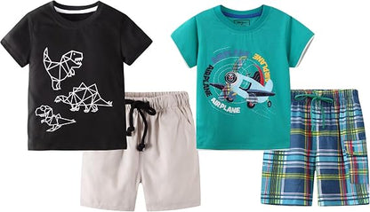 Toddler Boy Summer Shirt and Shorts Set for Ages 2-7