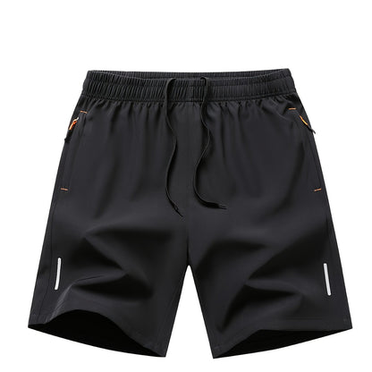 Men'S Ice Sliky Fiber Fabric Running Shorts - Breathable, Wrinkle-Resistant Athletic Shorts with Drawstring Waist & Zipper Pockets for Gym, Tennis, Skateboarding, Yoga, Gym Shorts, Yoga Apparel, Sporty Style, Antislip Constru