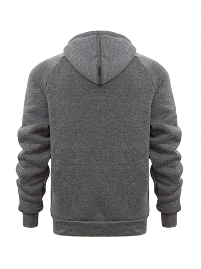 Men'S Navy Blue Hooded Zip-Up Sweatshirt - Casual Long Sleeve Pullover with Front Pockets, Soft Polyester Fabric, Perfect for Fall/Winter, Everyday Comfort Apparel|Hooded Sweatshirt|Zippered Hoodie