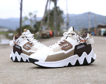 Men's High-Top Basketball Sneakers, Preppy Street Style, Solid Color with Cartoon  Stripes, All-Season Lace-Up Sports Shoes, Faux Upper, Fabric Inner, Rubber Sole, for Running, Hiking  Casual Wear, Outdoor Activities Shoes