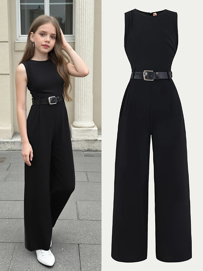 Girls' Sleeveless Wide-Leg Jumpsuit for Spring and Summer
