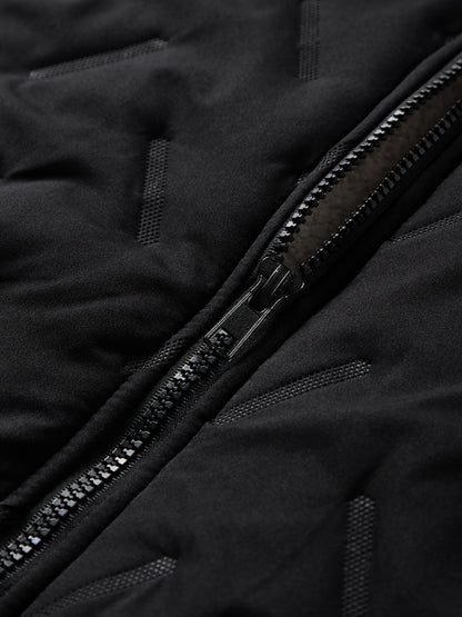 Men'S Heavyweight Winter Jacket - Thermal Insulated Cold Weather Coat with Zippered Pockets, Stand Collar, Full-Zip Closure - Black Outer Shell for Everyday & Outdoor Activities - Non-Stretch Fabric Construction, Seasonal Lay