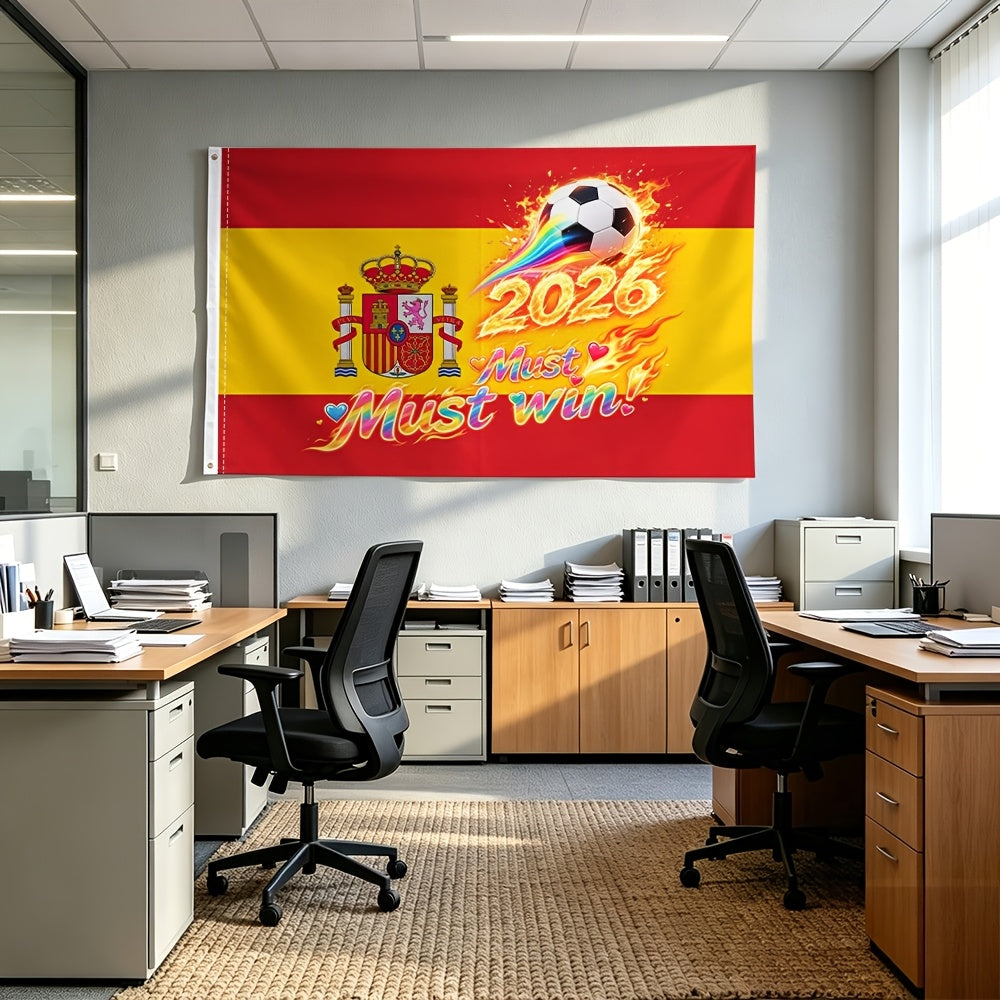 2026 Spanish Football Fan Cheer Banner - Polyester, Single-Sided