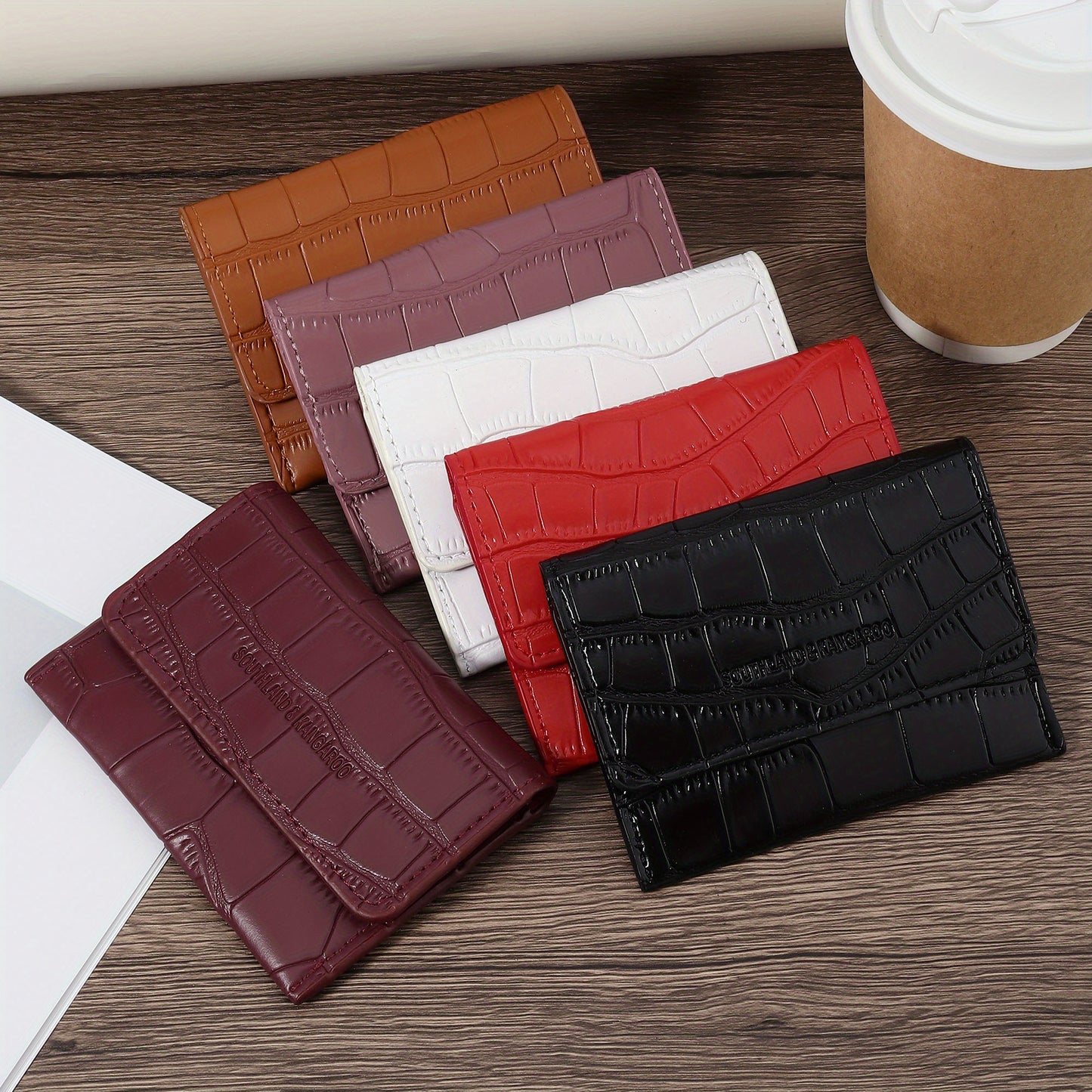 Women'S Small PU Wallet - Solid Color Short Style Featuring Card Slots And a Zippered Coin Pocket