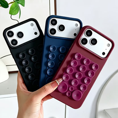Luxury Liquid Silicone Phone Case with Suction Cup Stand for iPhone