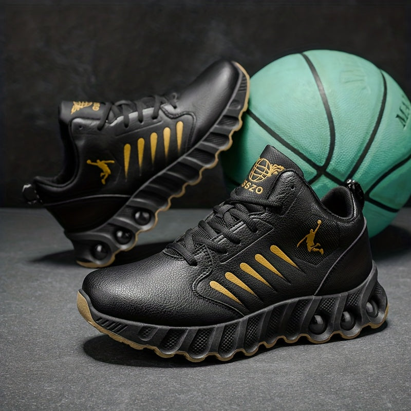 Men's All-Season Basketball Sneakers with Non-Slip Rubber Sole & All-Terrain Grip - Low-Top Lace-Up Shoes for Court, Casual Wear - Durable Synthetic & Cushioned (Year-Round) - ayq
