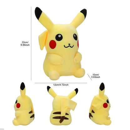 8-inch Smiling Pikachu Plush Toy, Ultra-Soft Short Velvet Doll Anime Merchandise Birthday Gift Decoration